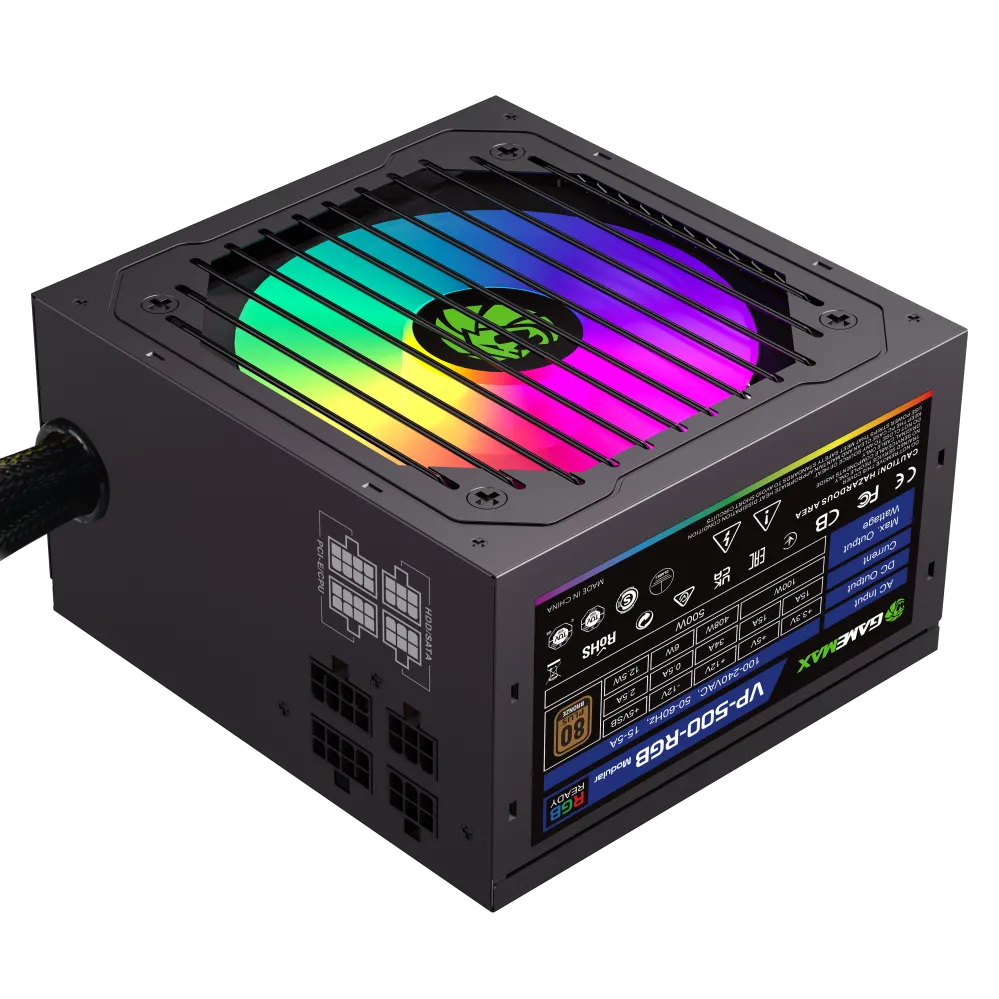 GameMax VP-600-RGB-M 600W 80 Plus Bronze Semi-Modular RGB — 6/7